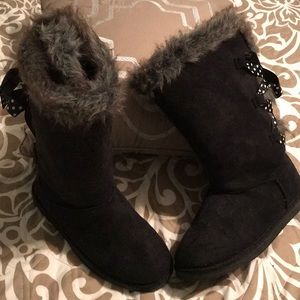 Just fab fur tie up boots